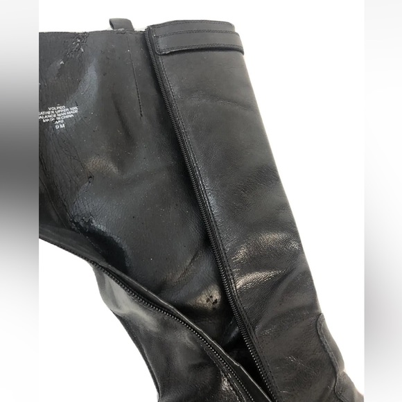 Women’s Nine West Black Leather Tall Platform Boots Size 9M - Picture 11 of 12